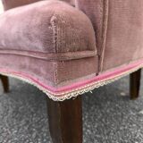 Pink velvet convertible armchair