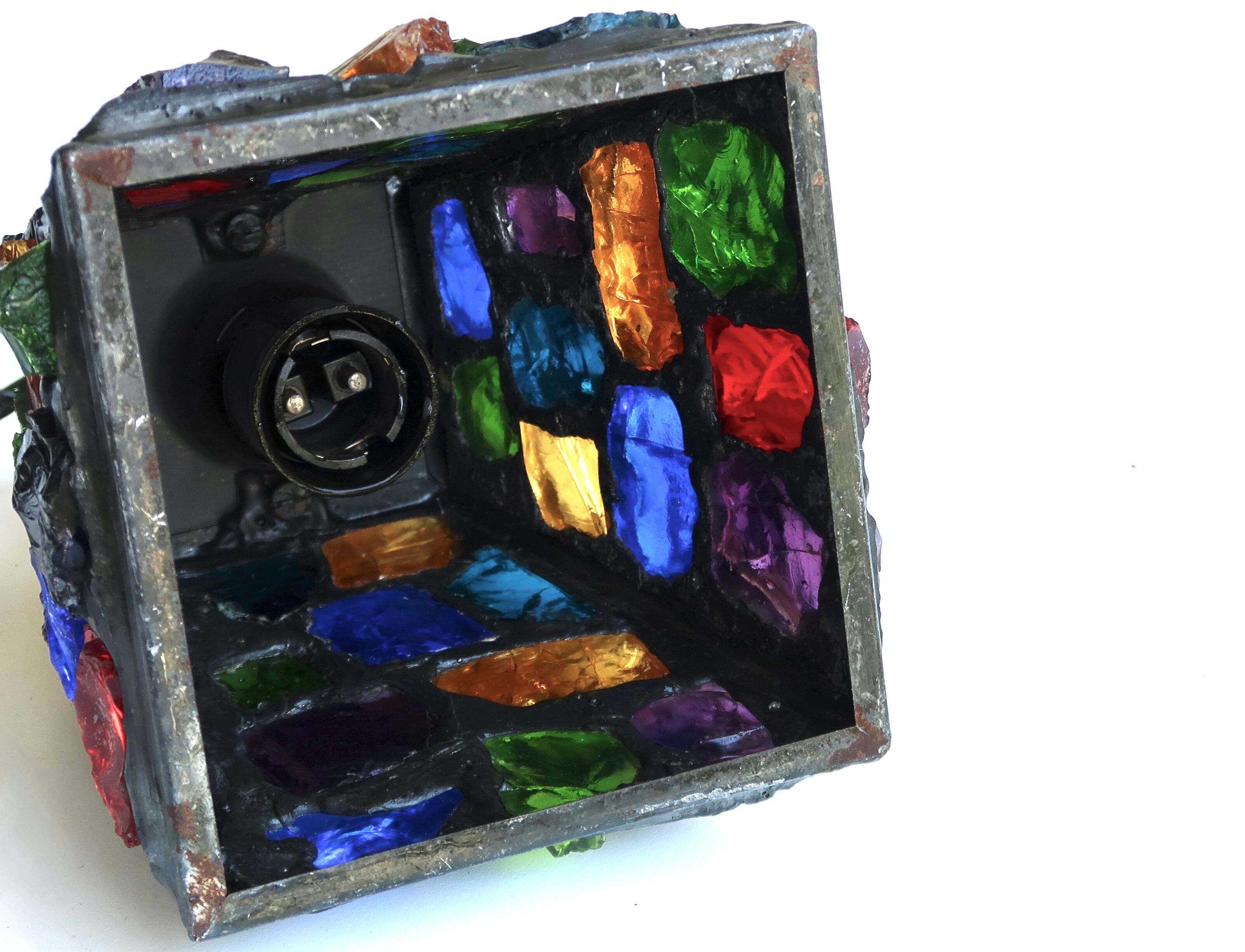 Glass and lead pendant lamp by Peter Marsh, 50s