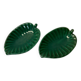 Ensemble de 2 plats en barbotine verte