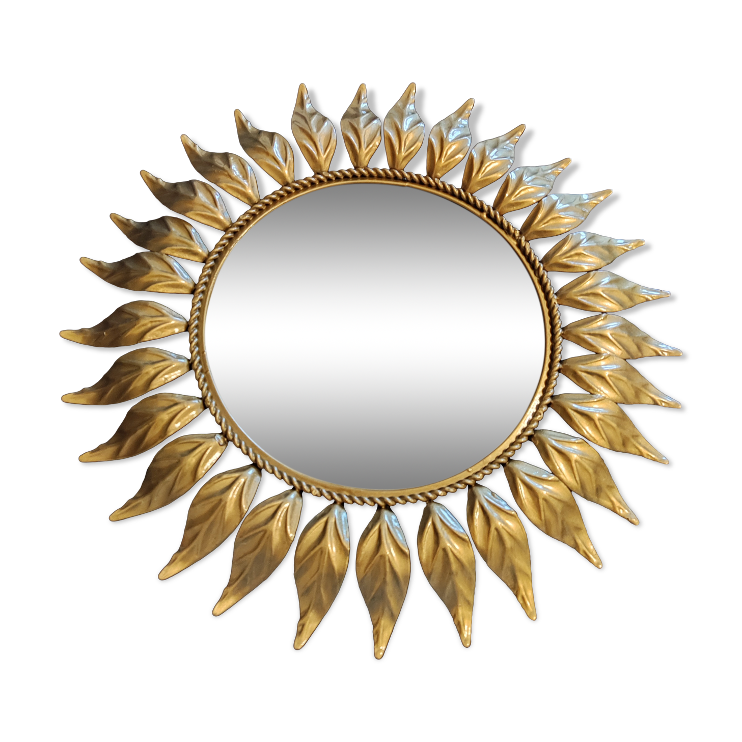 Miroir soleil en métal doré