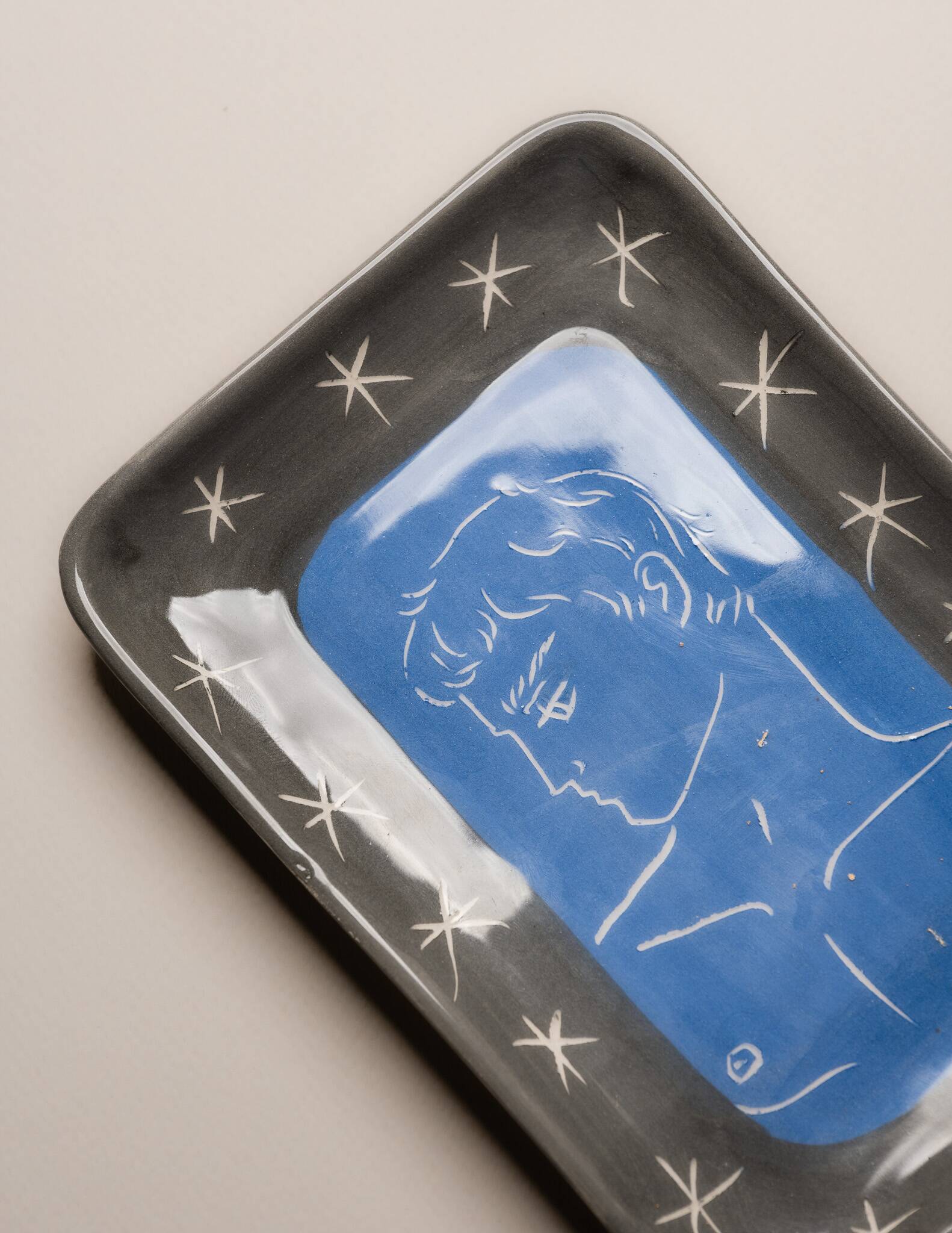 Vide-poche en céramique bleu