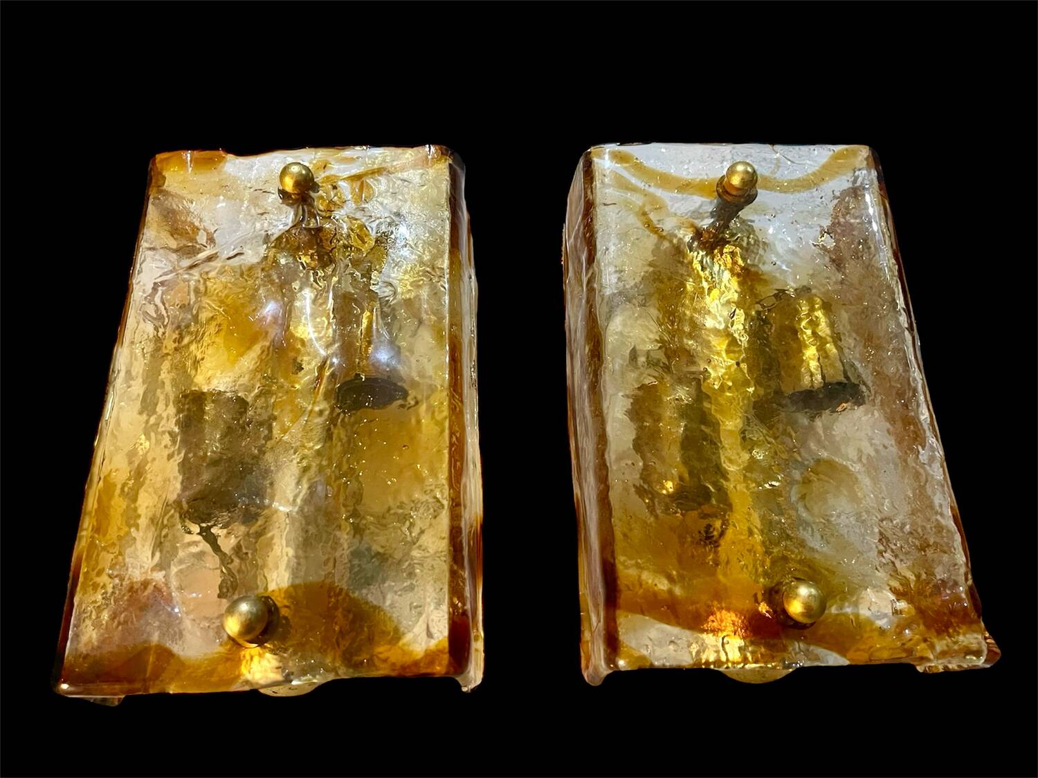 Mazzega two-tone glass wall sconces, Italy 1970