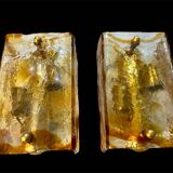 Mazzega two-tone glass wall sconces, Italy 1970