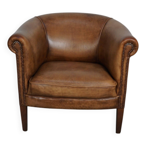 Fauteuil club en cuir - couleur cognac