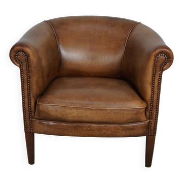 Vintage Dutch cognac coloured leather club chair