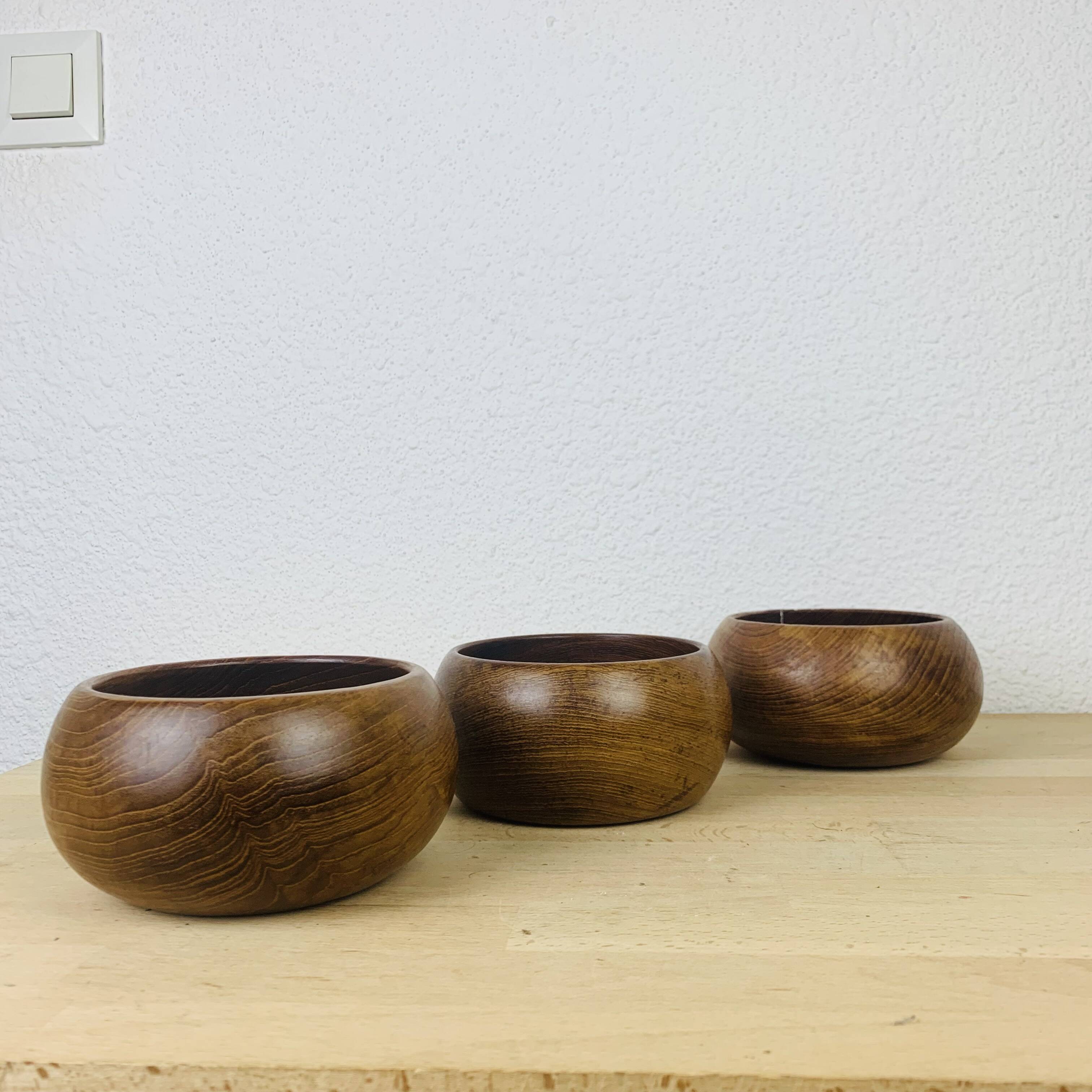 3 Scandinavian Danish teak bowls from the 60s