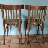 Set of 2 vintage wooden bistro chairs