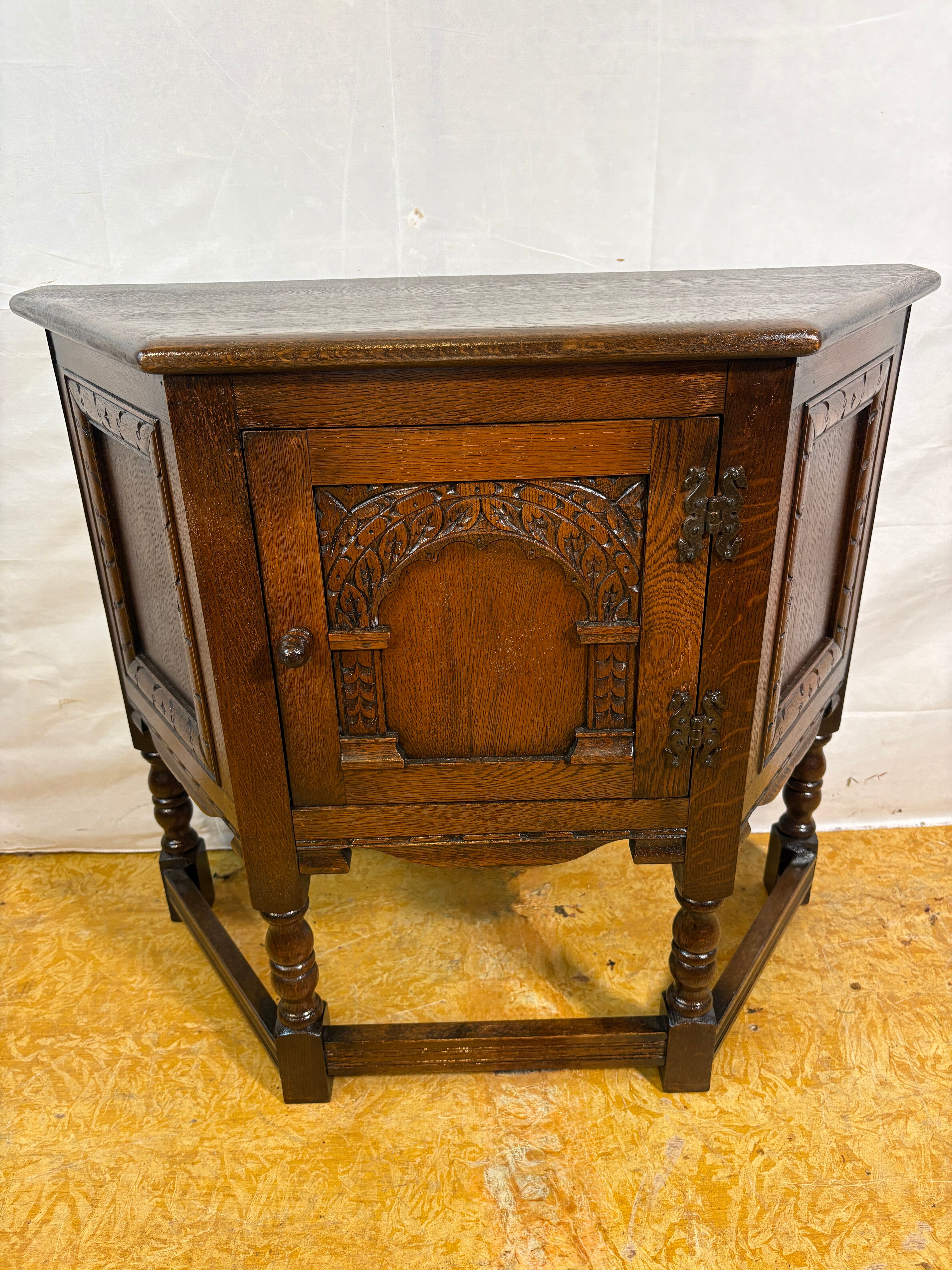 Vintage Old Charm Furniture Canted Side Cabinet English Country House  1970