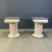 Vintage tessellated stone pedestal dining table by Maitland Smith, 1970s