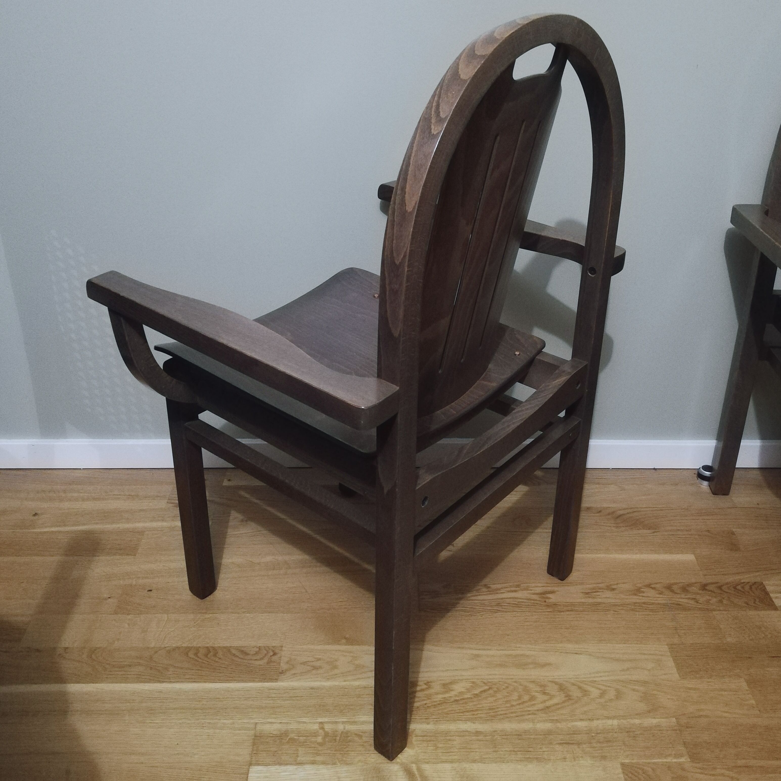 Pair of Baumann armchairs in stained beech model "Argos"