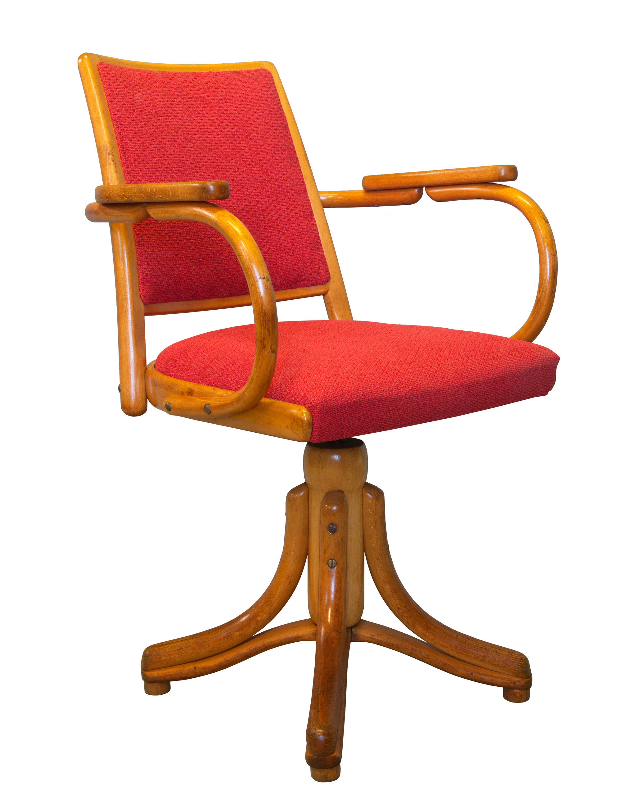 1950's Bentwood Swivel Armchair by Ligna Prague