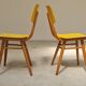 Pair of Ton Bystrice Thonet chairs in wood and yellow molded plastic