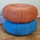Pair of vintage blue and orange Ikea poufs, 80s