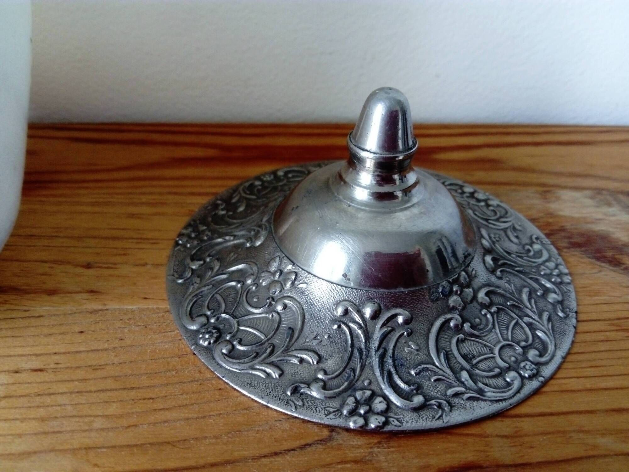 frosted glass cookie bucket with Japanese decoration. Art Nouveau