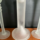 Vintage trio of frosted glass candle holders
