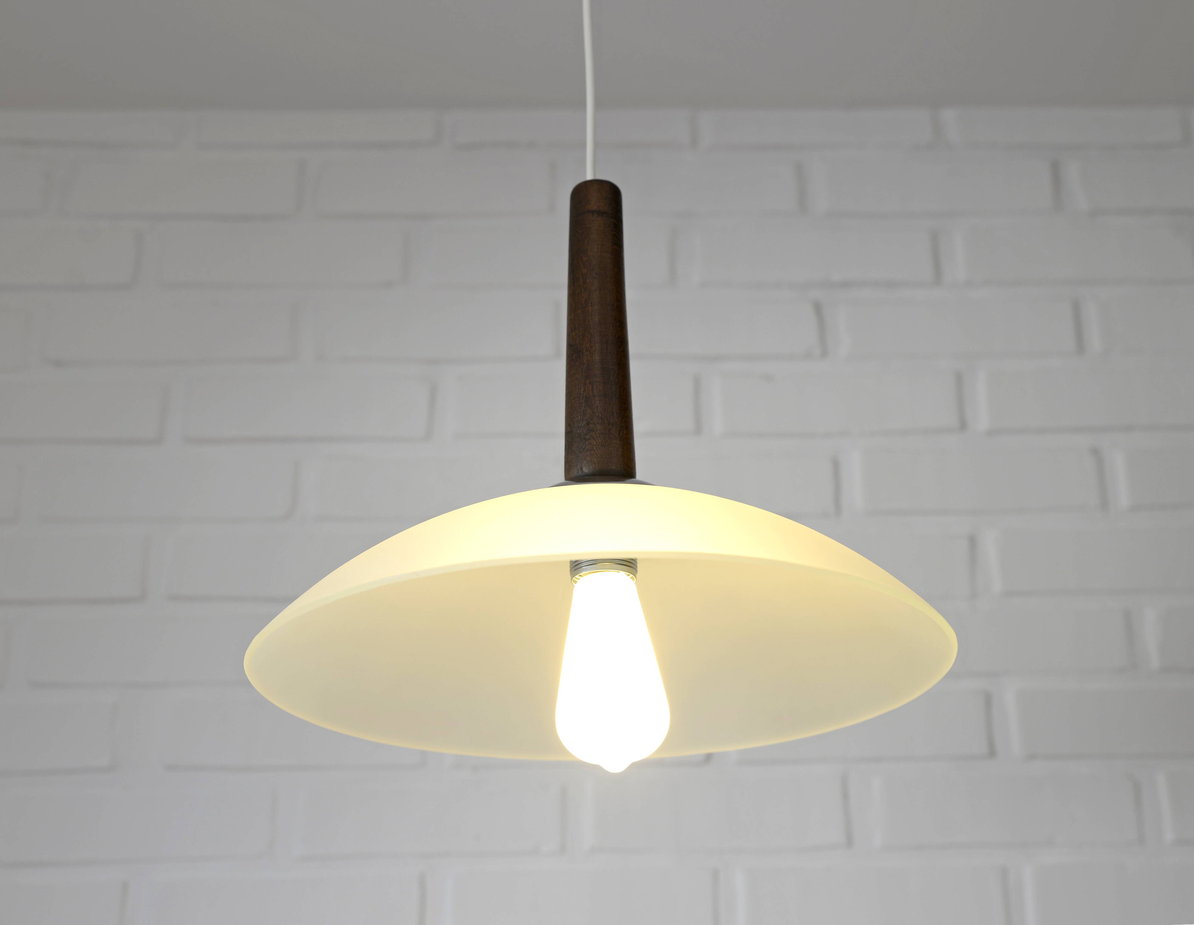 Hanging Lamp Mid-century modern Vintage Pendant Mint Green Glass Light 1970