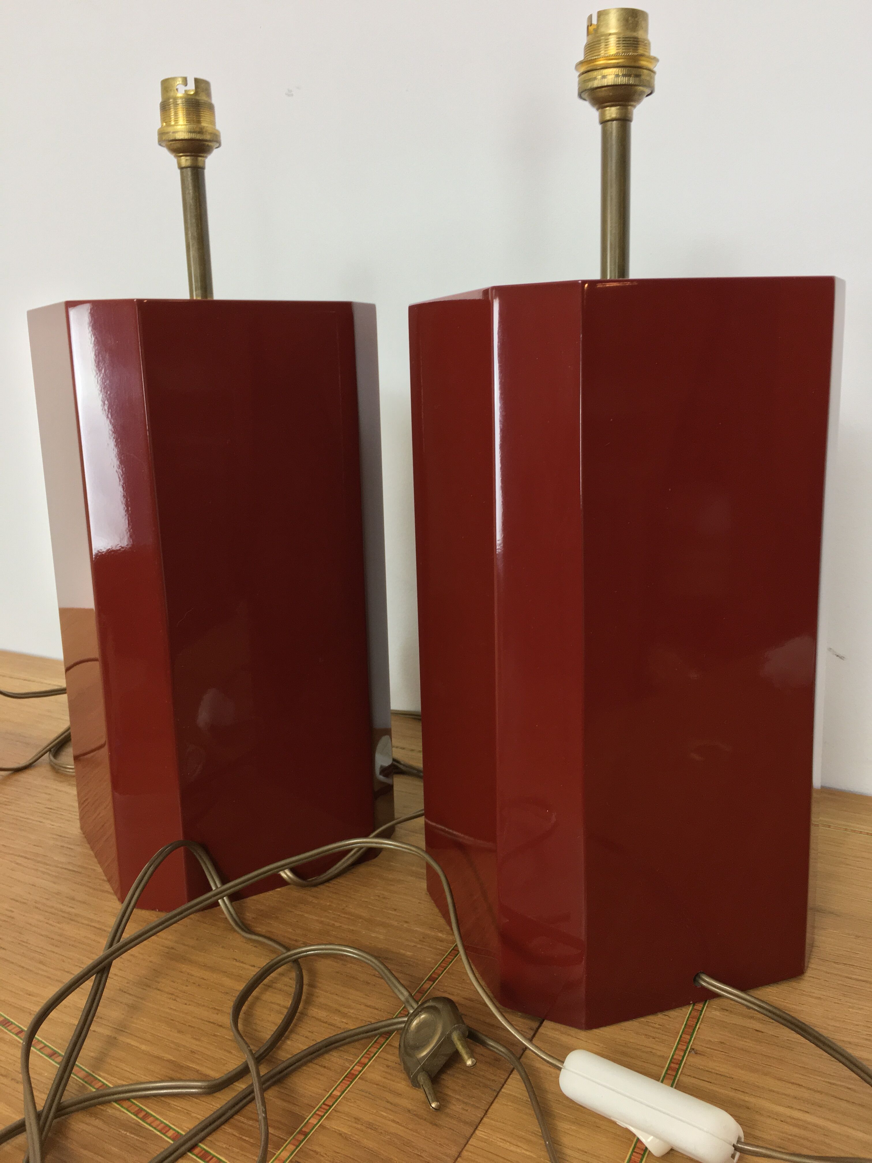 Paire de lampes "pépites" par Philippe Cheverny rouge et or