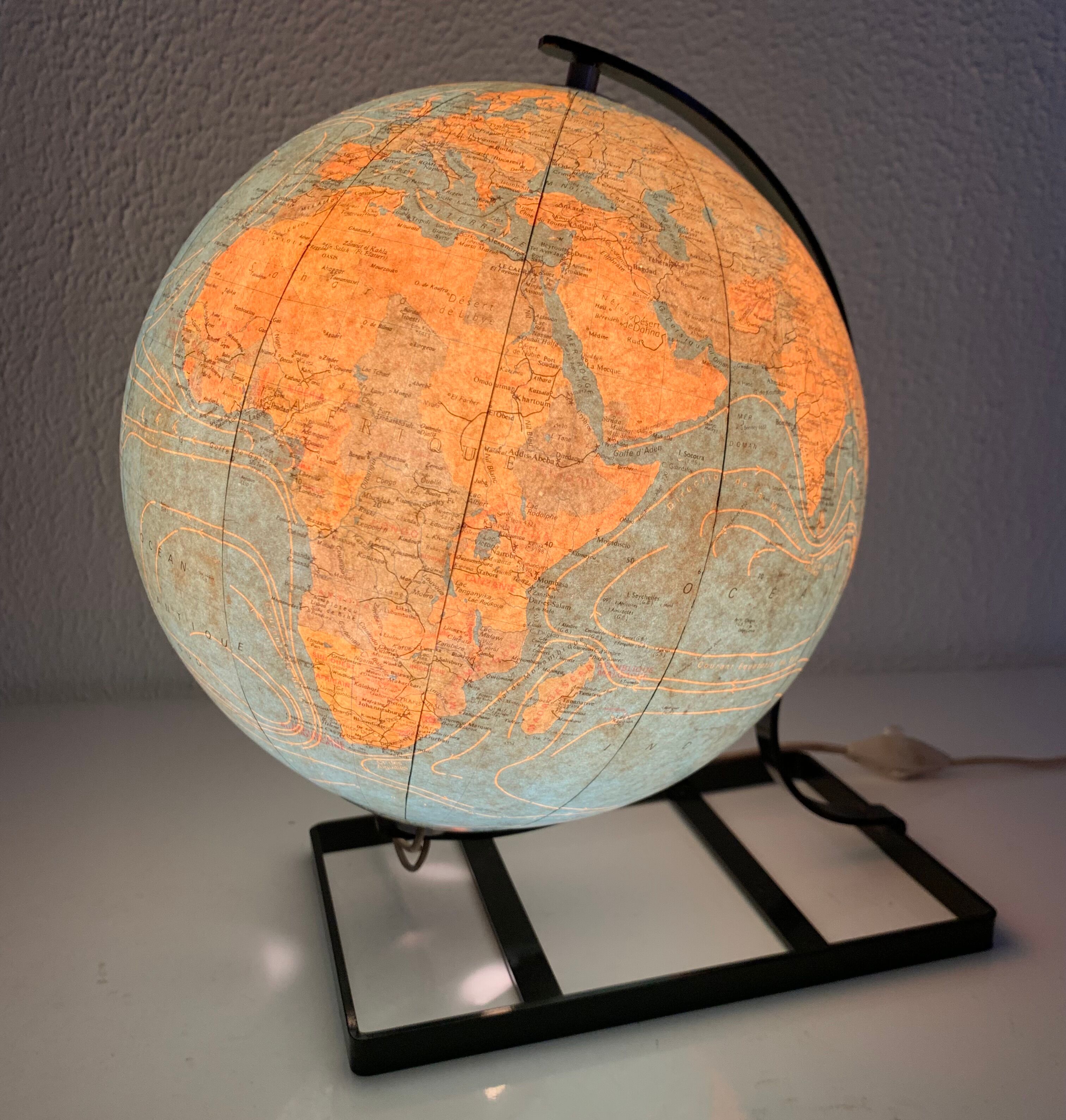 Vintage globe 1971 terrestrial Taride glass - 29 cm