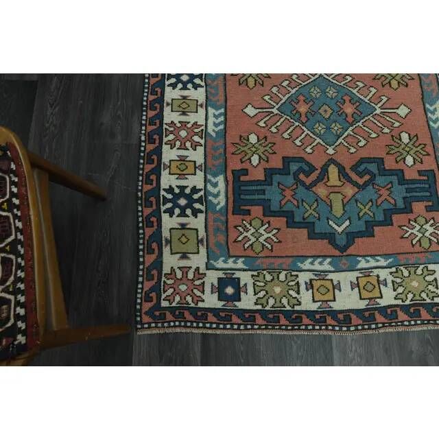 1970s Vintage Turkish Oushak Handmade Wool Cotton Orange  Area Rug 136x192