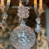 Liège lustre in blown glass, two levels of light arms, 18th century.