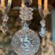 Liège lustre in blown glass, two levels of light arms, 18th century.