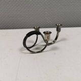 Small candle holder in tarnished silver, with place for three small candles