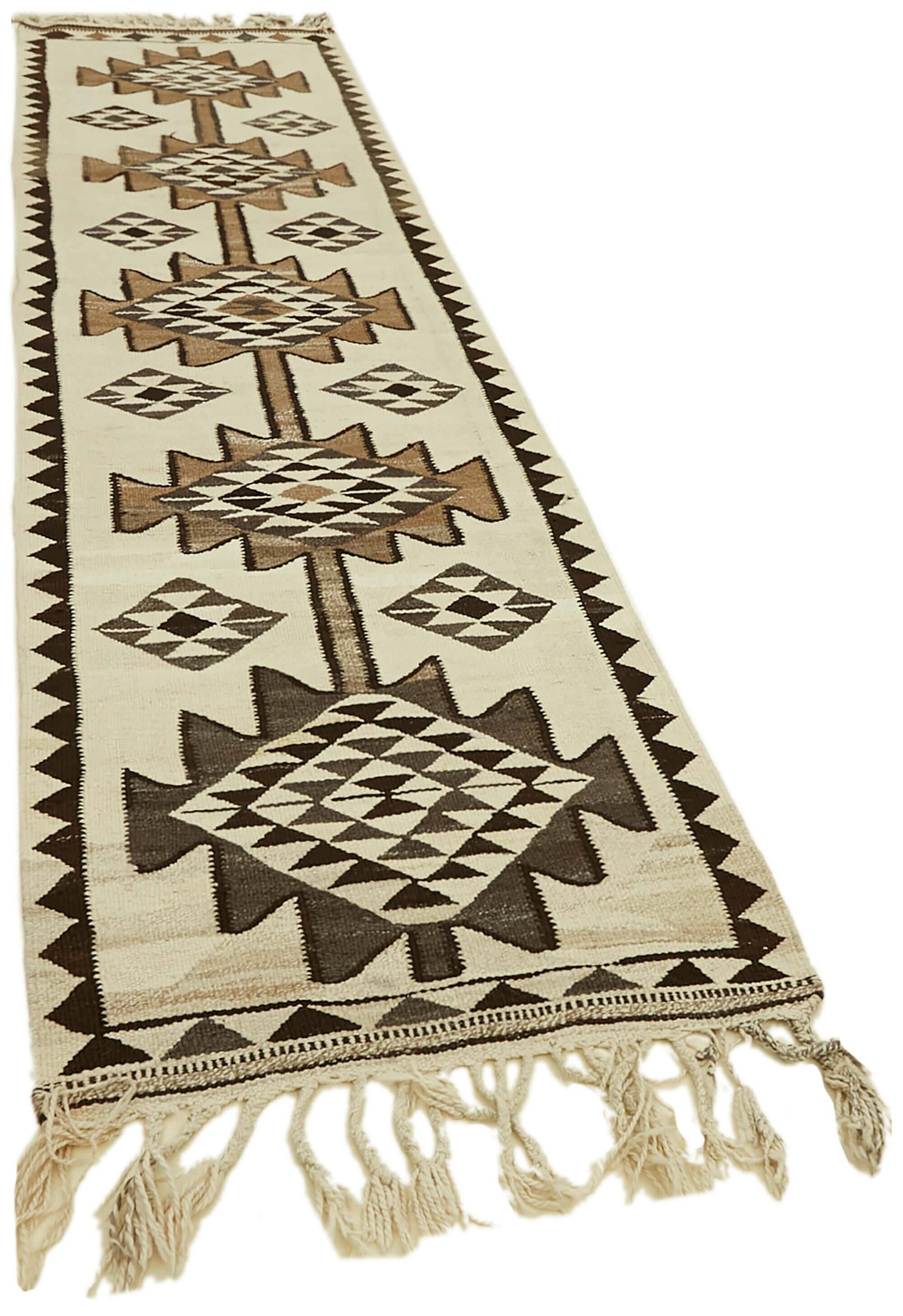 Turkish Handwoven Vintage Herki Kilim 100 cm x 363 cm