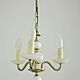 Chandelier vintage en métal doré et verre balnc