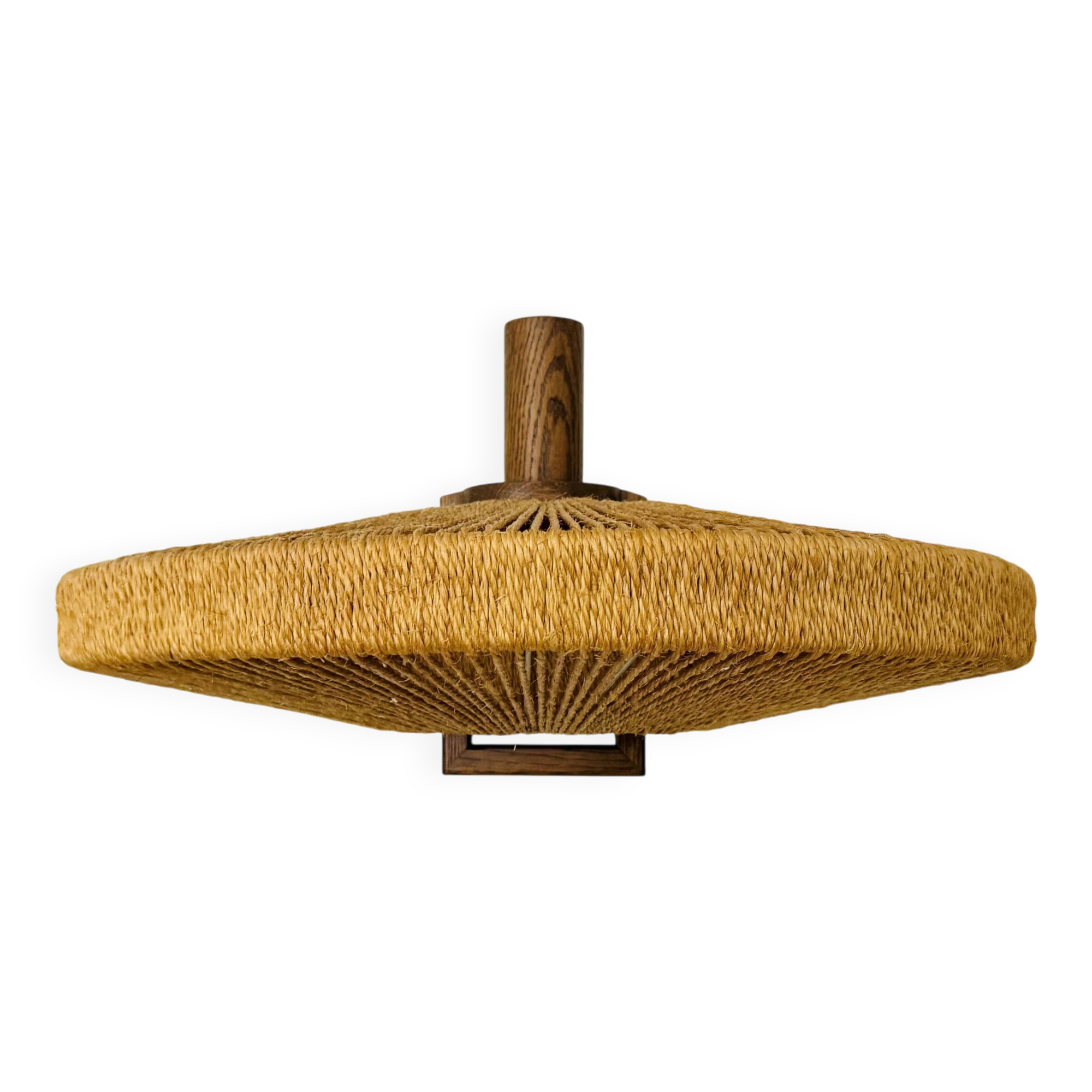 Large Sisal and Oak Pendant Lamp by Temde