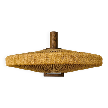 Large Sisal and Oak Pendant Lamp by Temde