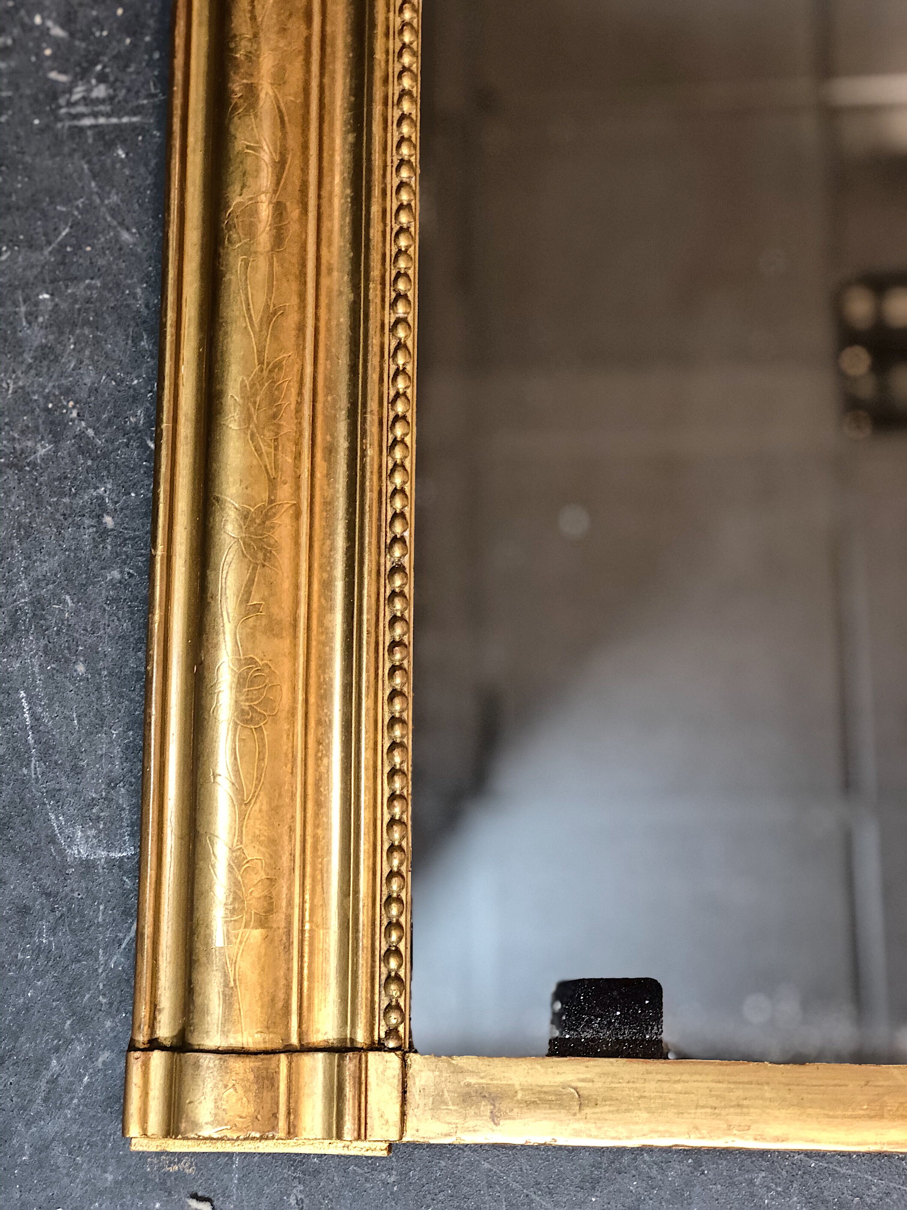 Old mirror 133x100cm gilded with gold leaf