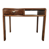 Bureau Art Déco des années 1950 en noyer frisé et noyer blond