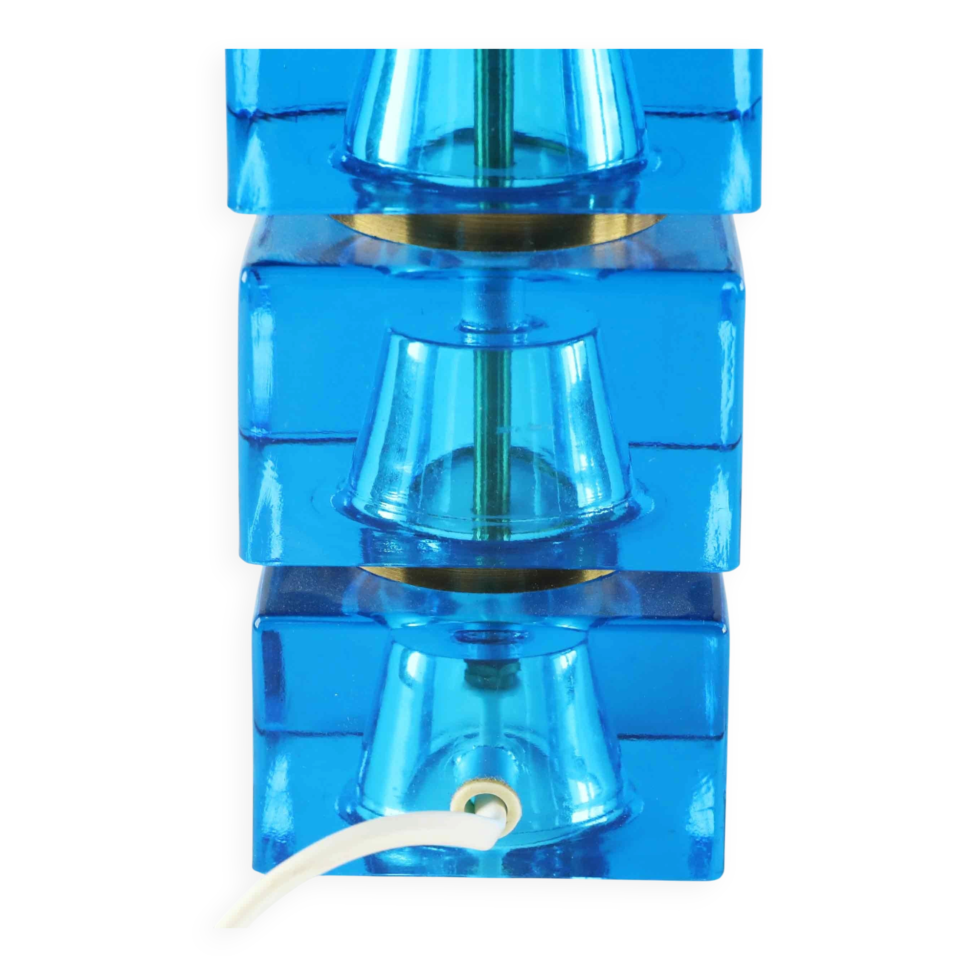 Carl Fagerlund table lamp for Orrefors blue glass and brass Sweden 1960