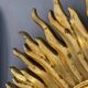 Large sunburst mirror, witch's eye shape, 50cm diameter, convex, vintage 1960s