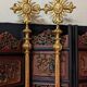 Pair of finely gilded wooden processional sticks from the late 18th century.
