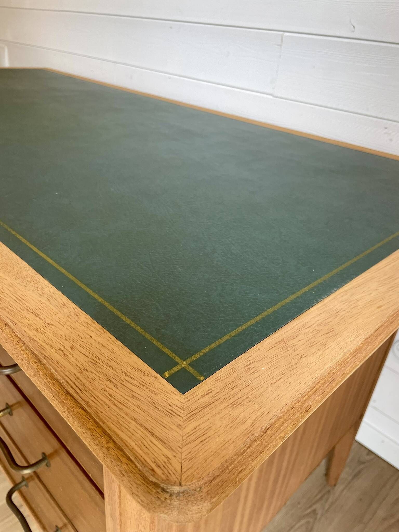 Vintage Mid-Century brass sabot ministerial/management desk