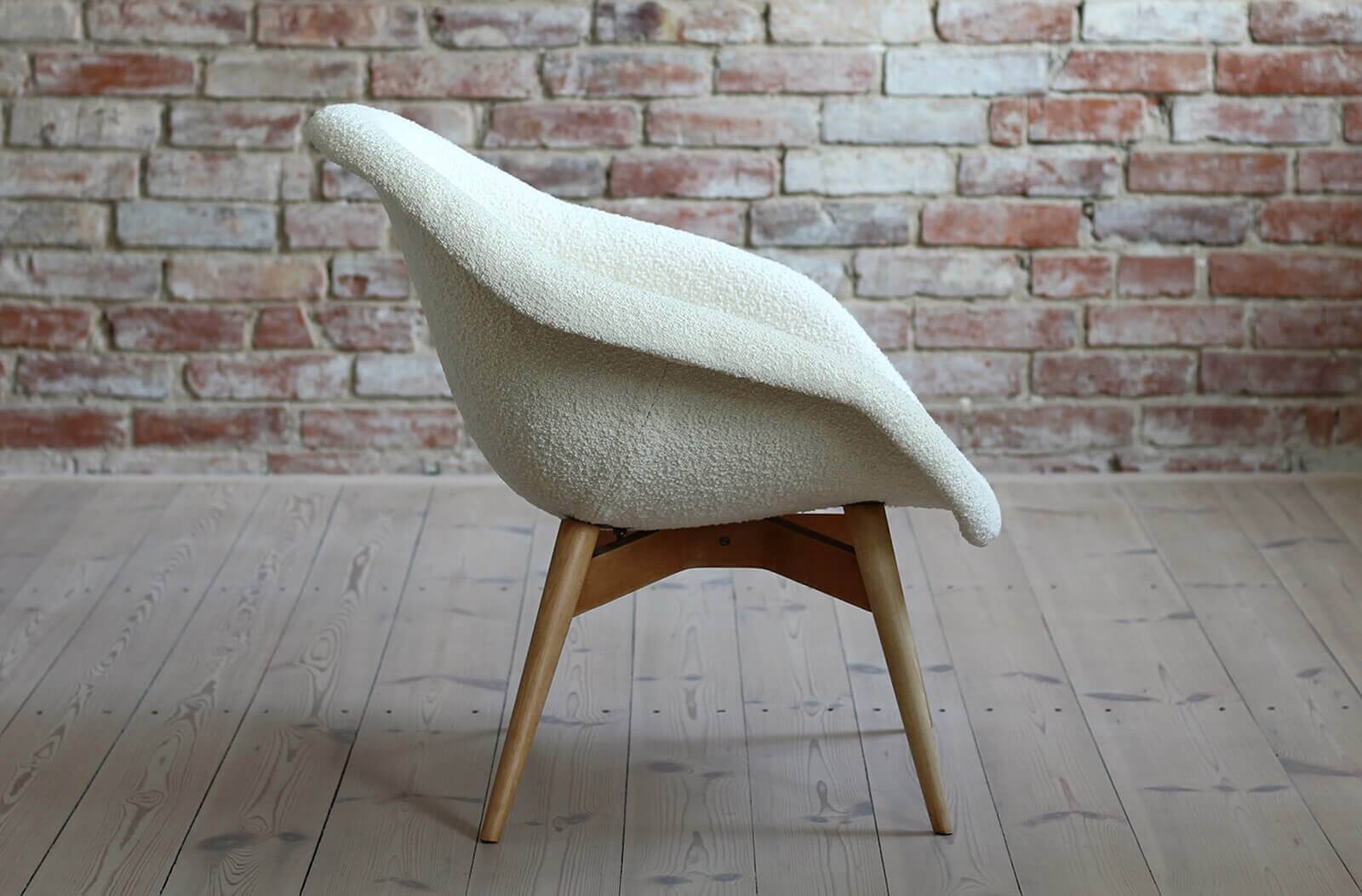 Mid Century Modern Lounge Chair, Czech Republic, 1950s, French Boucle Fabric
