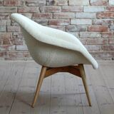 Mid Century Modern Lounge Chair, Czech Republic, 1950s, French Boucle Fabric