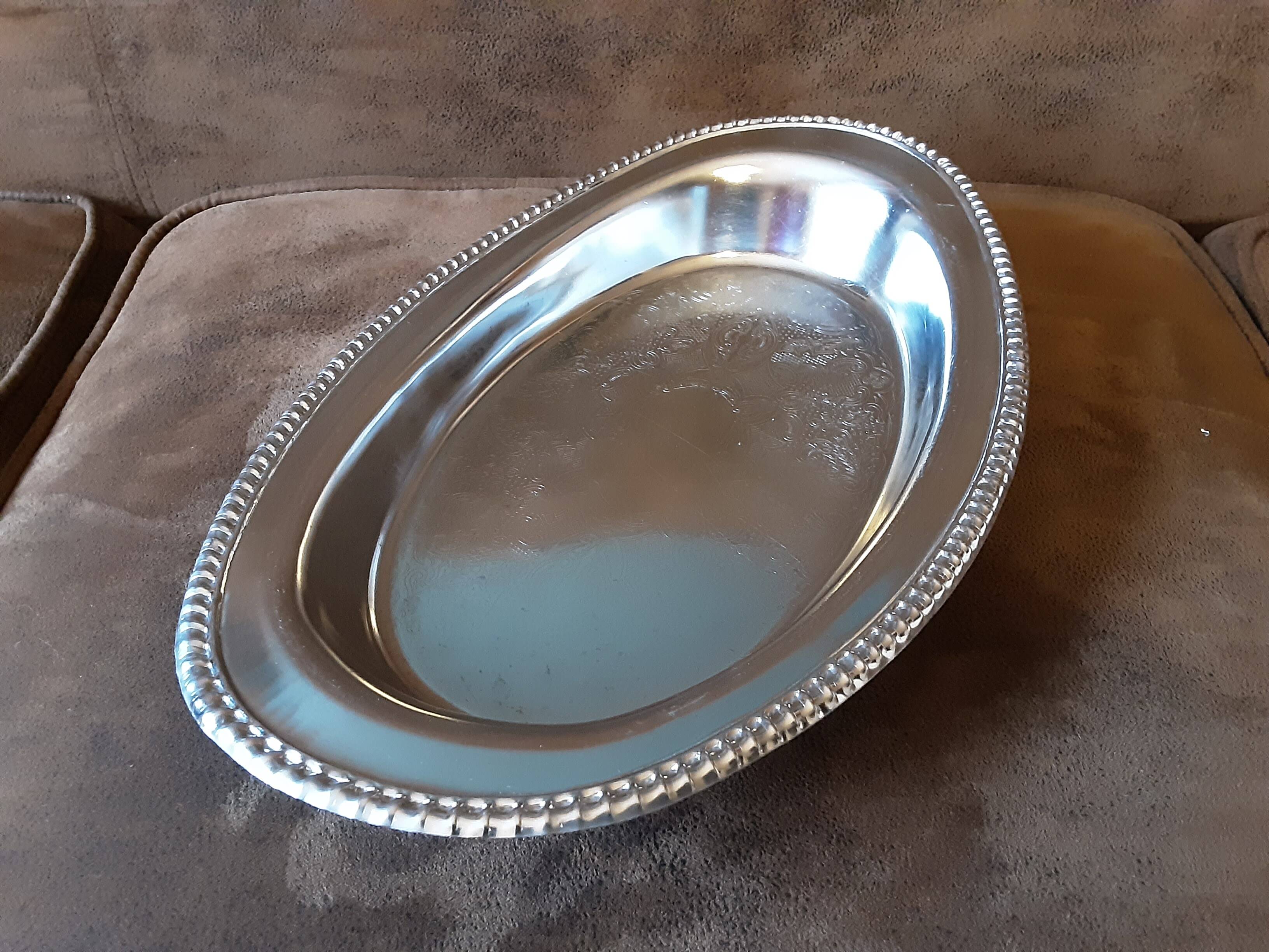 Large oval metal platter