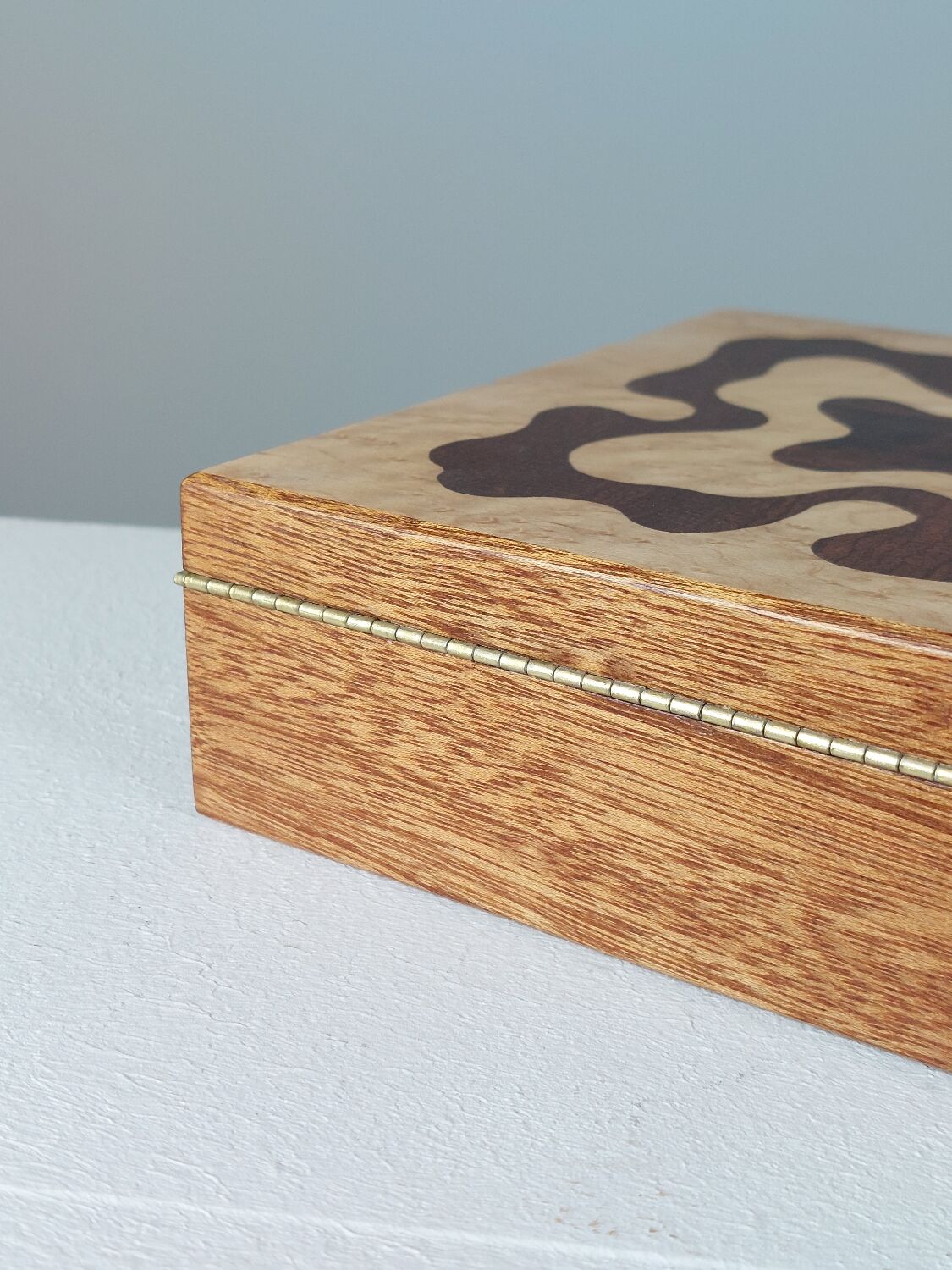 Handmade vintage wooden box with inlays