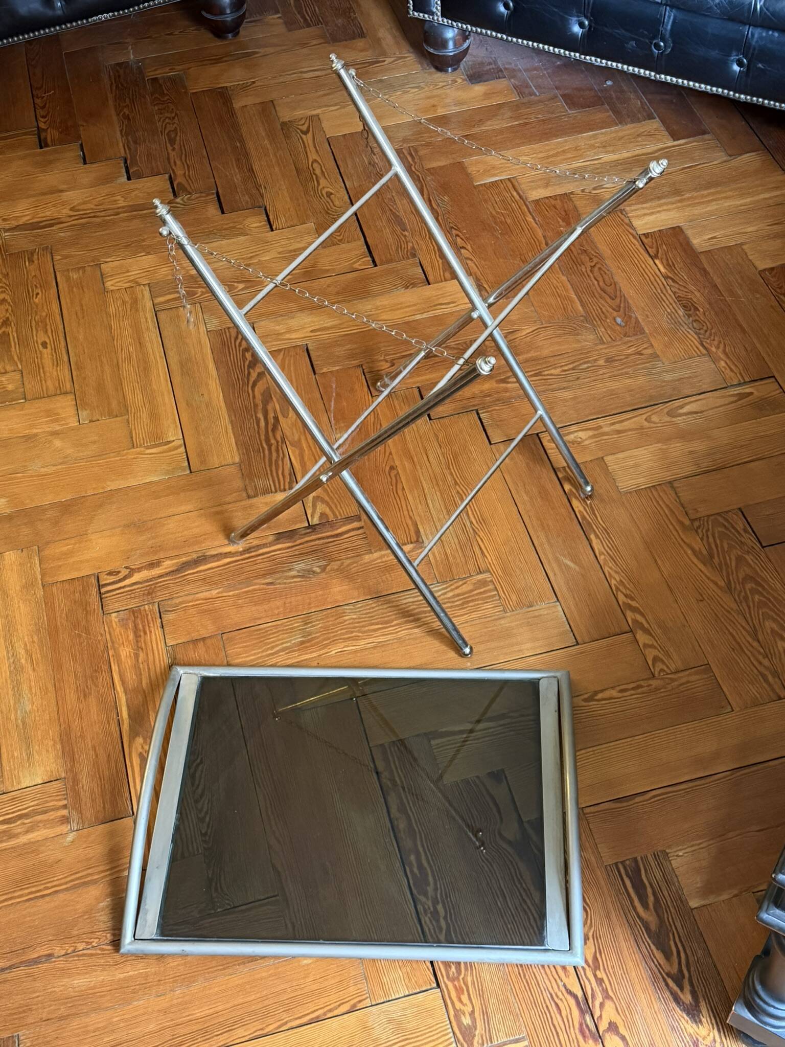 Nickel-plated metal dessert trolley