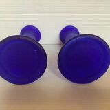 Pair of cobalt blue candle holders