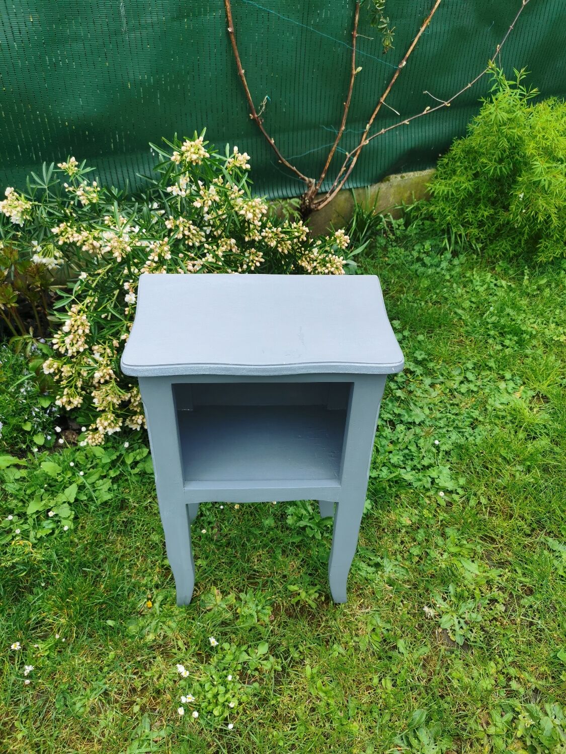 Gray bedside table