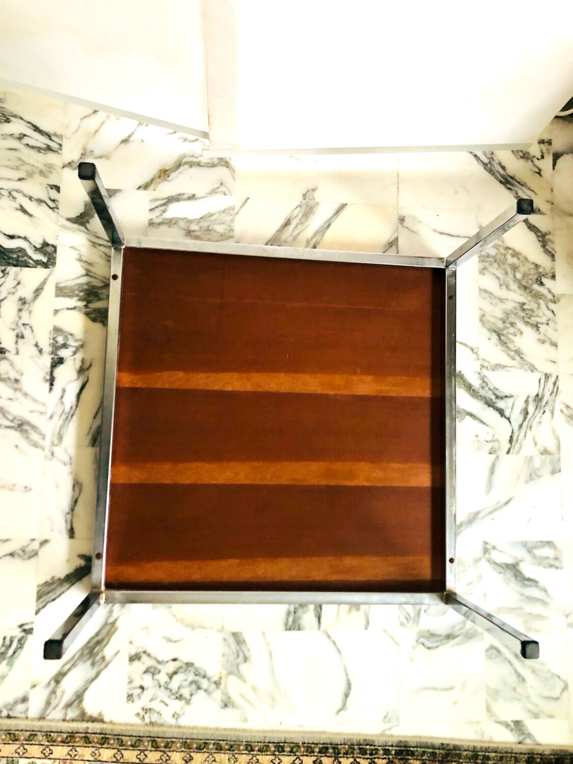 Modernist coffee table in chrome and solid wood - Bauhaus