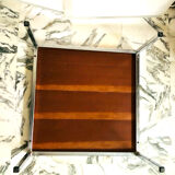 Modernist coffee table in chrome and solid wood - Bauhaus