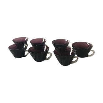 Set of 7 blown glass cups