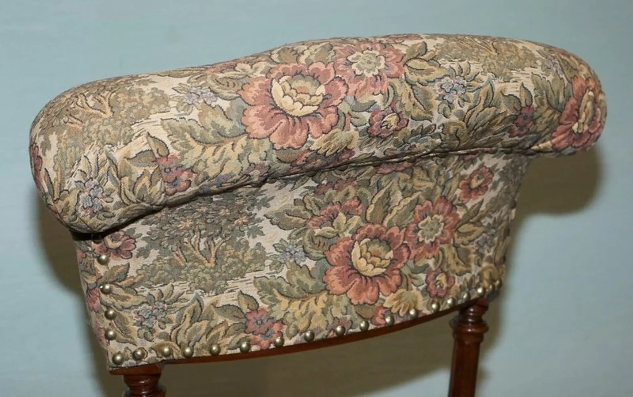 Antique Victorian Nursing Chair in Tapestry with Floral Decoration