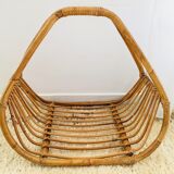 Vintage rattan log holder