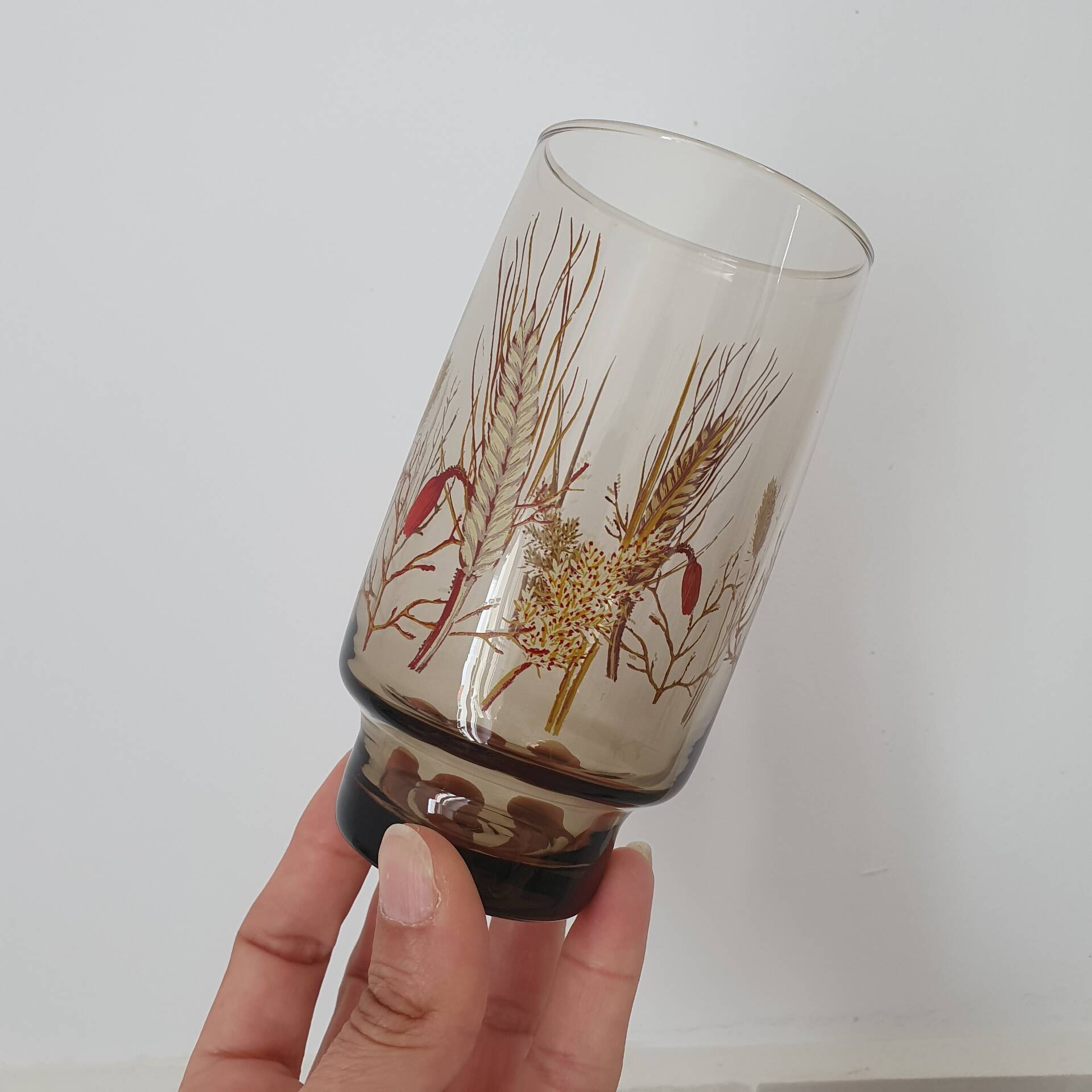 6 large smoked brown glasses