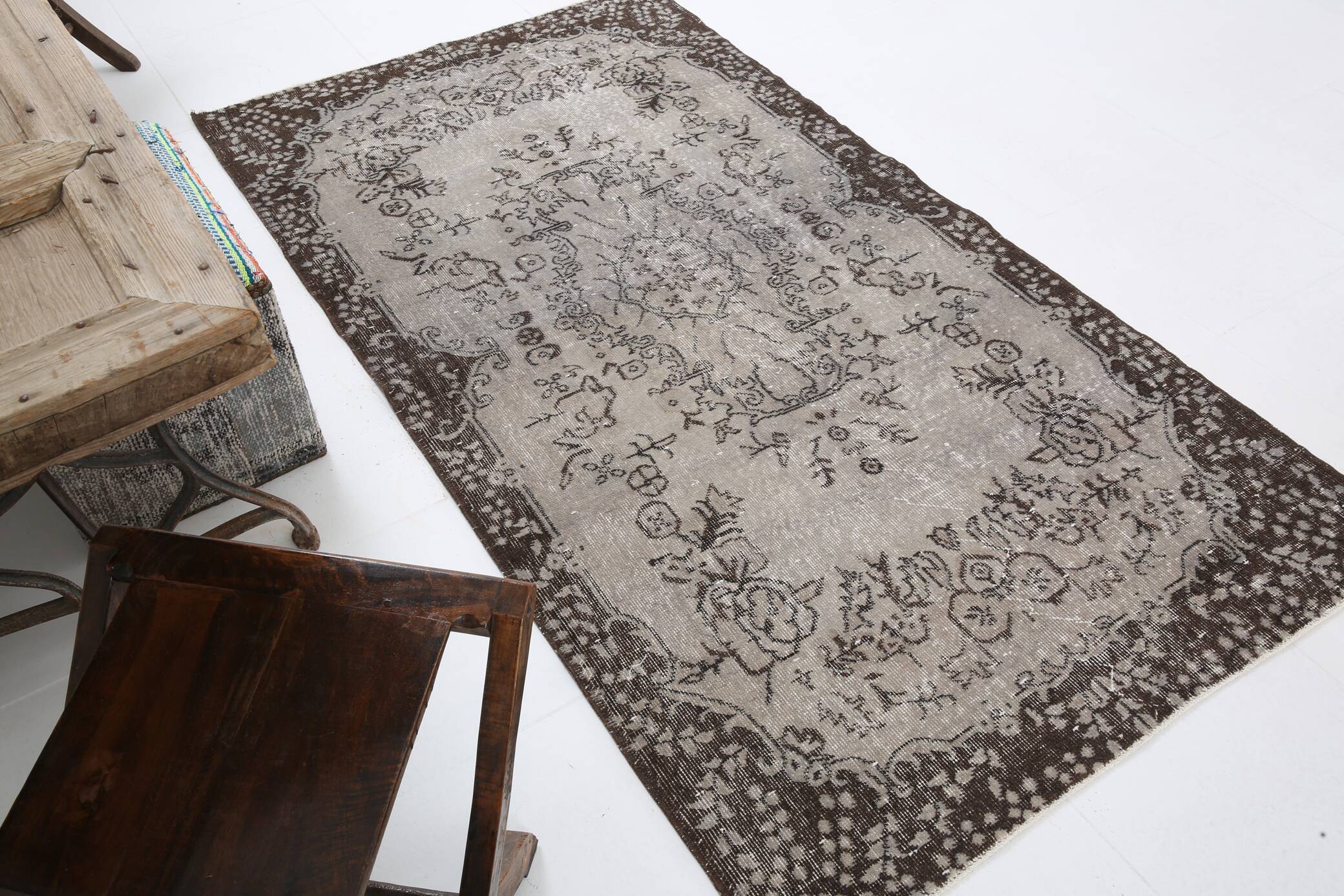 4x7 Rug For Office Oriental Classic Vintage Area Rug, 112x208Cm SK 2672